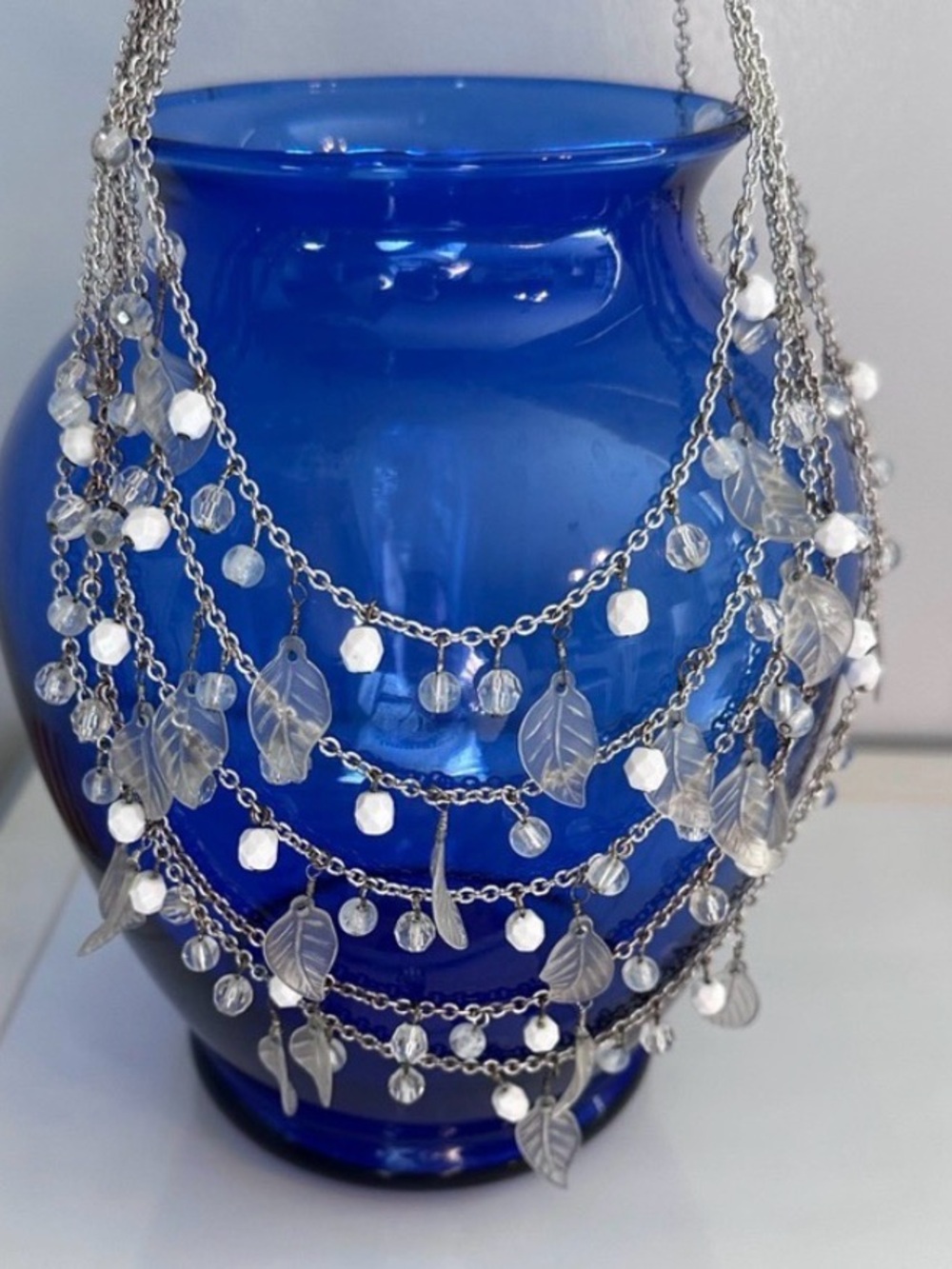 Gorgeous Silver Multi-Strand Leaf Cascading Statement Necklace